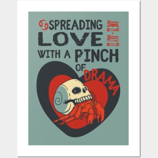 Funny Cancer Zodiac Sign - Spreading Love With A Pinch Of Drama - White Posters and Art